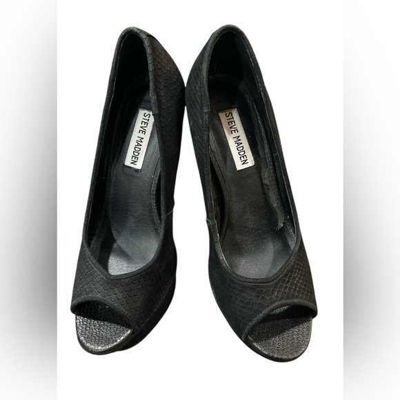 Steve Madden ALIAS Black Taupe Open Peep Toe 6”Heels. Size 8. EUC - Picture 1 of 4
